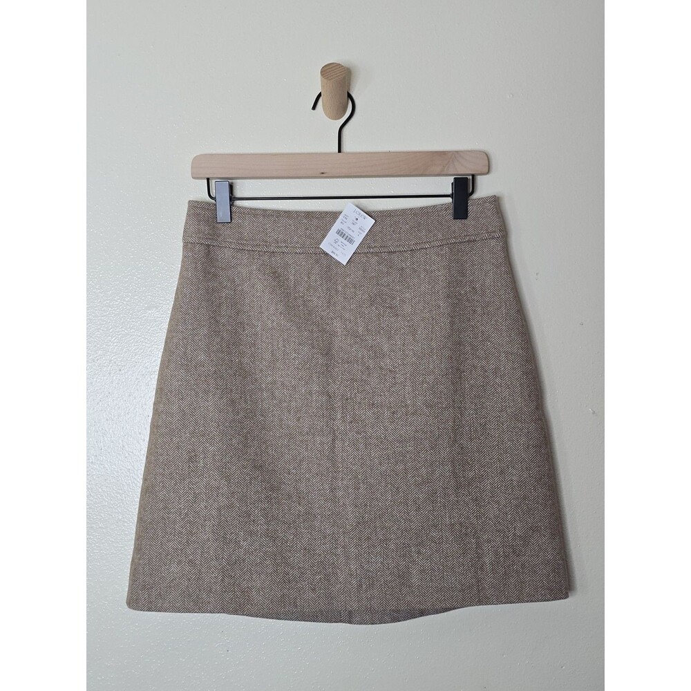 J.Crew Womens Size 4 Wool Blend Herringbone A-Line Skirt Beige NWT